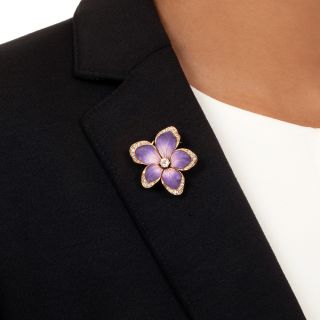 Victorian Enamel and Diamond Flower Brooch/Pendant