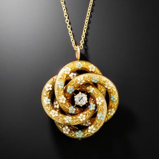 Victorian Enamel and Diamond Knot Pendant - 2