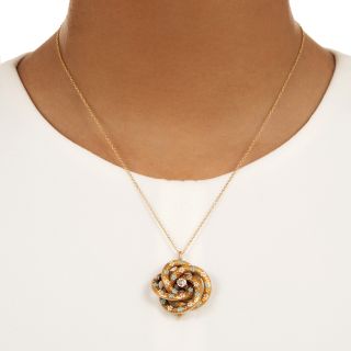 Victorian Enamel and Diamond Knot Pendant