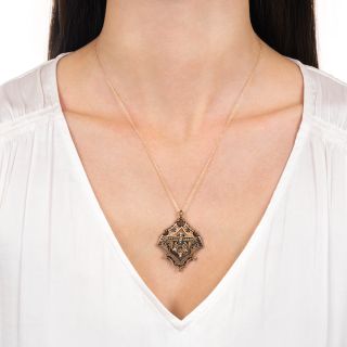 Victorian Enamel and Seed Pearl Pendant Necklace