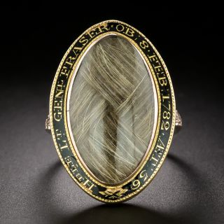 Victorian Enamel and Woven Hair Memorial Ring, 1856 - 3