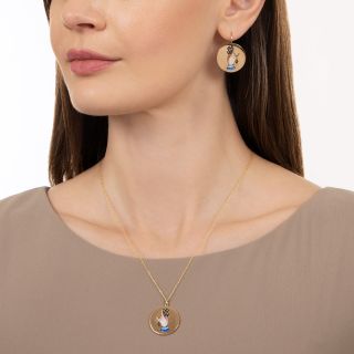 Victorian Enamel Cross-In-Hand Pendant and Earrings