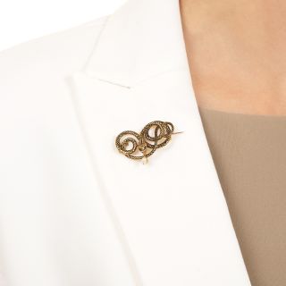 Victorian Enamel Snake and Pearl Brooch, Circa 1841 