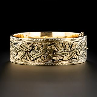 Victorian Engraved Enamel Bangle Bracelet - 2