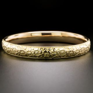 Victorian Engraved Floral Bangle Bracelet - 3