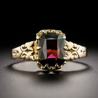 Victorian Engraved Garnet Ring - 2