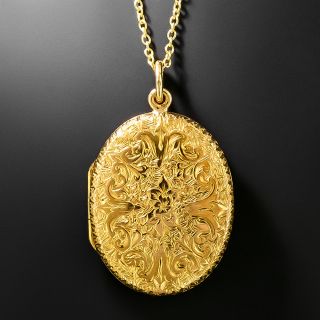 Victorian Engraved Oval Locket - 2