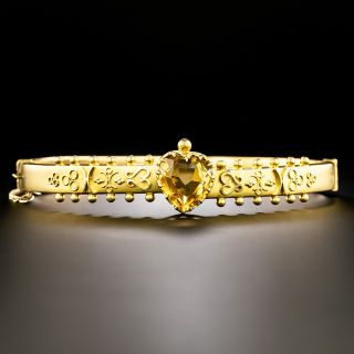Victorian Etruscan Revival Citrine Heart Bracelet, Circa 1900 - 2