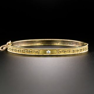 Victorian Etruscan Revival Diamond Bangle Bracelet - 2