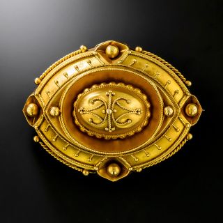 Victorian Etruscan Revival Locket-Backed Brooch - 2