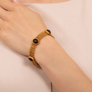 Victorian Etruscan-Style Garnet Cabochon Bracelet
