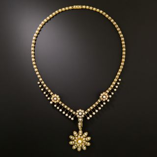 Victorian Floral Natural Pearl Necklace - 2