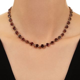 Victorian Foil-Backed Garnet Riviere Necklace