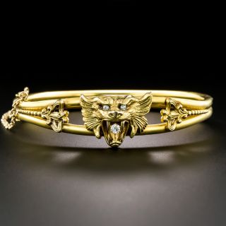 Victorian Gargoyle Head Diamond Bangle - 2