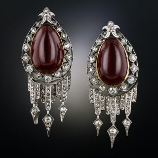 Victorian Garnet and Diamond Drop Earrings - 3