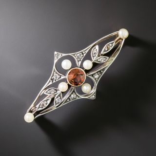 Victorian Garnet and Natural Pearl Brooch by Carrington & Co. - 2