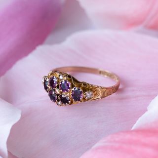 Victorian Garnet and Natural Pearl Ring, Circa 1917