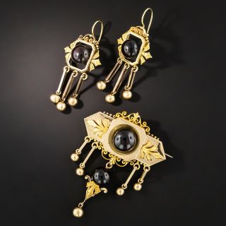 Victorian Garnet Brooch and Earring Suite - 2