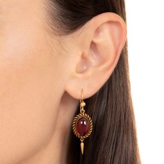 Victorian Garnet Cabochon Dangle Earrings