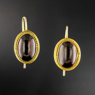 Victorian Garnet Cabochon Earrings - 2