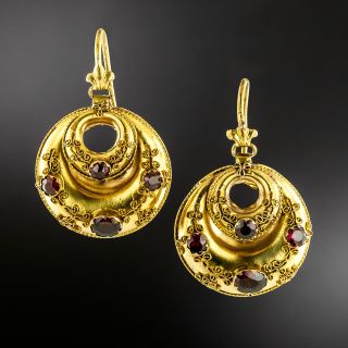 Victorian Garnet Creole Earrings - 2