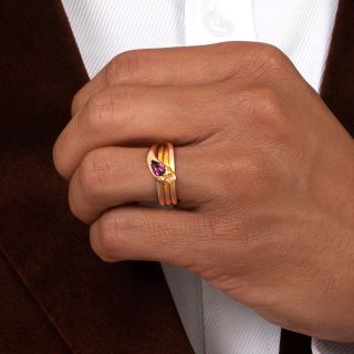 Victorian Garnet Snake Ring - United Kingdom, Circa 1902