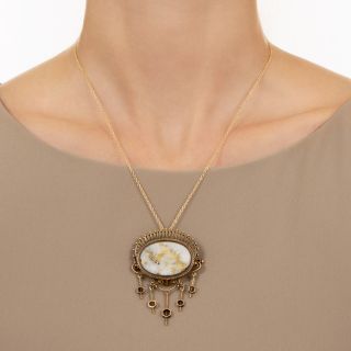 Victorian Gold-in-Quartz Brooch/Pendant