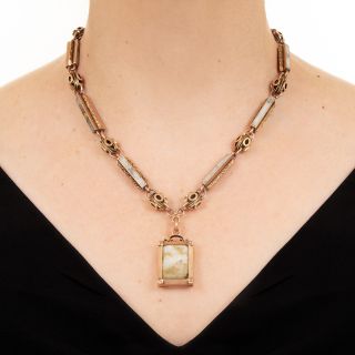 Victorian Gold-in-Quartz Chain and Locket Necklace