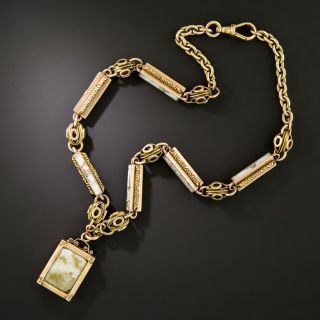 Victorian Gold-in-Quartz Chain and Locket Necklace - 1