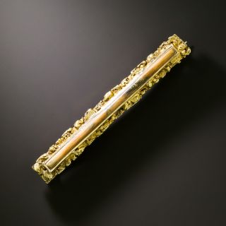 Victorian Gold Nugget and Fossilized Mammoth Ivory Bar Pin - 2