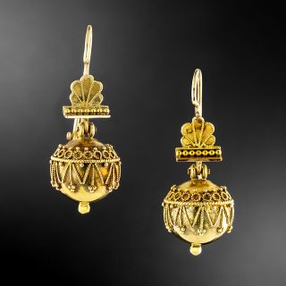 Victorian Granulated Ball Dangle Earrings - 2
