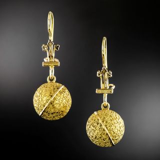 Victorian Granulated Ball Earrings, English - 3