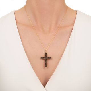 Victorian Hair-work Cross Pendant/Pin 