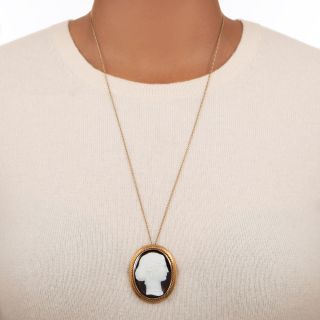 Victorian Hardstone Sardonyx Cameo Pendant/Brooch