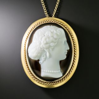 Victorian Hardstone Sardonyx Cameo Pendant/Brooch - 2