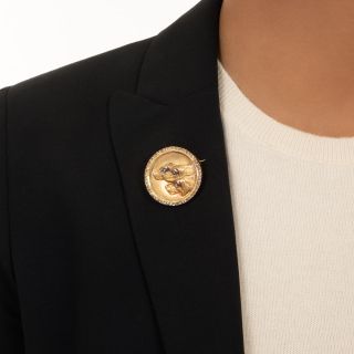 Victorian Hunting Dogs Medallion Brooch