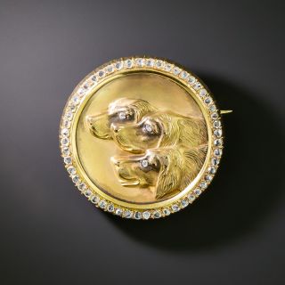 Victorian Hunting Dogs Medallion Brooch - 3