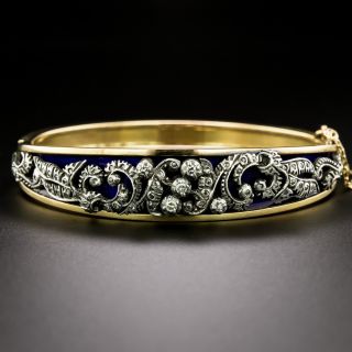 Victorian-Inspired Blue Enamel and Diamond Bangle Bracelet, Portugal - 2