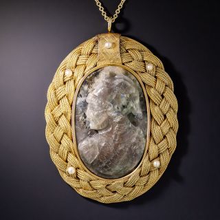 Victorian Labradorite Cameo Pendant - 2