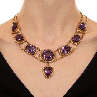 Victorian Large Amethyst 18K Necklace