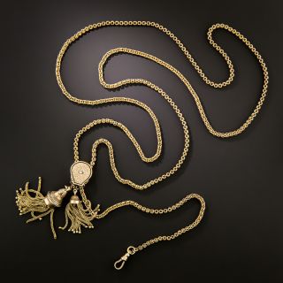Victorian Long Double Tassel Slide Necklace - 2