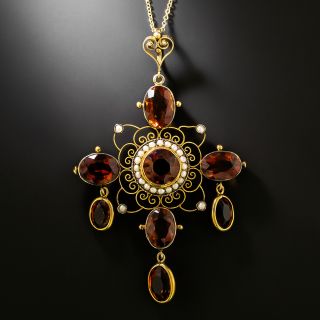 Victorian Madeira Citrine Pendant Necklace - 2
