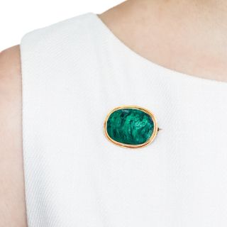 Victorian Malachite Pictorial Cameo Brooch