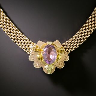 Victorian Mesh Chain Amethyst Necklace - 1