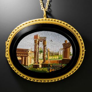 Victorian Micromosaic Roman Ruins Scene Pendant/Brooch - 2