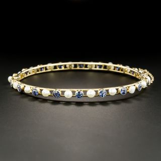 Victorian Montana Sapphire and Natural Pearl Bangle by Allsopp & Allsopp - 2