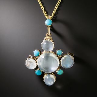 Victorian Moonstone and Turquoise Pendant/Brooch - 2