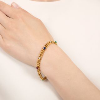 Victorian Multi-Colored Gemstone And Diamond Bracelet