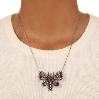 Victorian Multi-Gem Butterfly Convertible Pendant/Brooch
