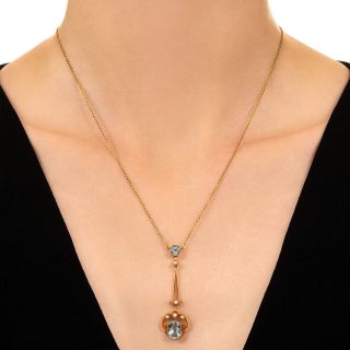 Victorian Natural Pearl and Aquamarine Drop Necklace, United Kingdom